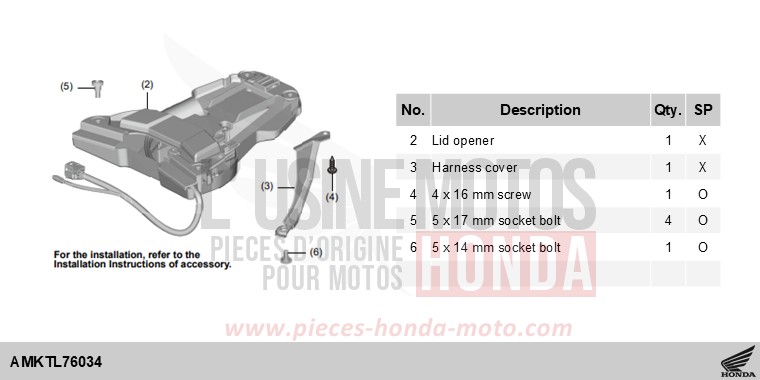 KIT,TOP BOX OPENER (SMART) de Forza 750 MAT BALLISTIC BLACK METALLIC (NHA86) 2025
